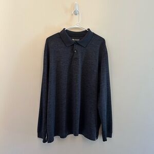 Haggar Knit Gray Polo Long Sleeve Shirt